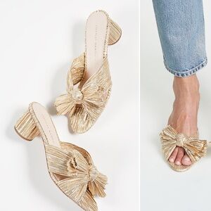 Loeffler Randall Emilia Pleated Gold Sandals - Size 10